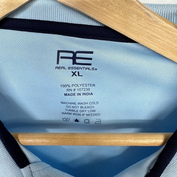 Real Essentials Sky Blue Polo Shirt Short Sleeve Mens Size Large - Picture 2 of 6